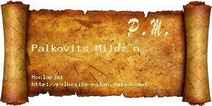 Palkovits Milán névjegykártya