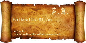 Palkovits Milán névjegykártya